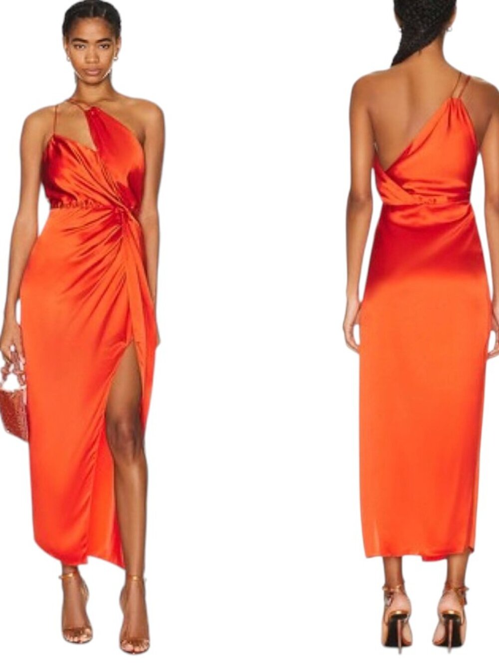 The Sei Silk Strappy Knot Dress Poppy Orange Size 2 NWT